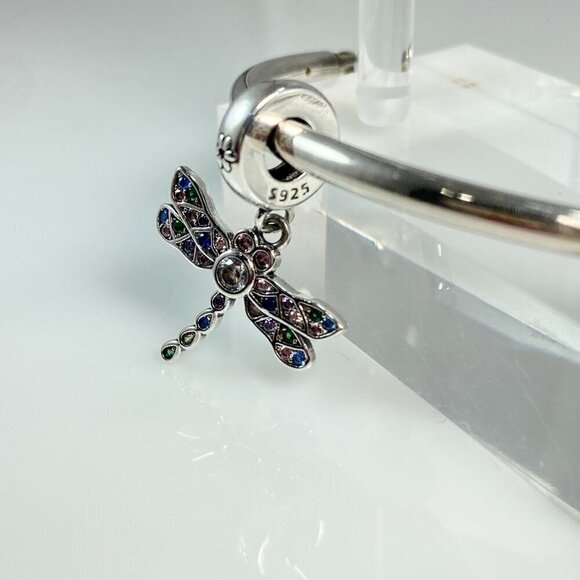 Sterling Silver Dragonfly Dangle Charm - Picture 8 of 11